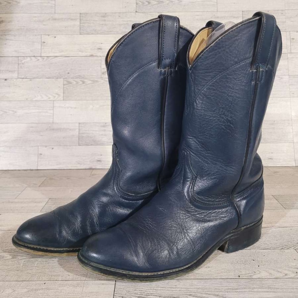 Women's Laredo Western Blue Leather Rodeo Roper Cowboy Boots Size 7.5